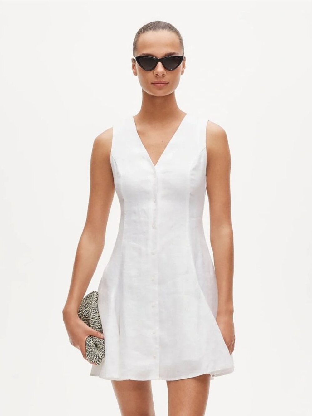 NWT J.Crew Linen Mini Dress 0 White Button Front Tie Back Vacation Resort